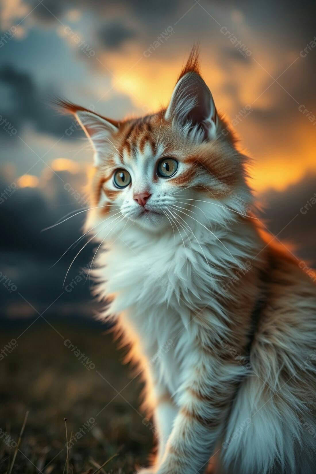 Gatinho fofo ao entardecer