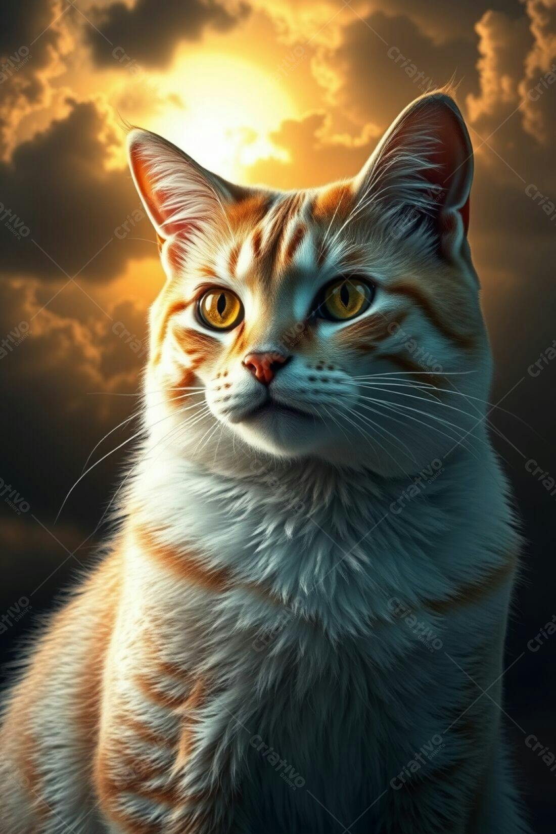 Gato laranja ao pôr do sol