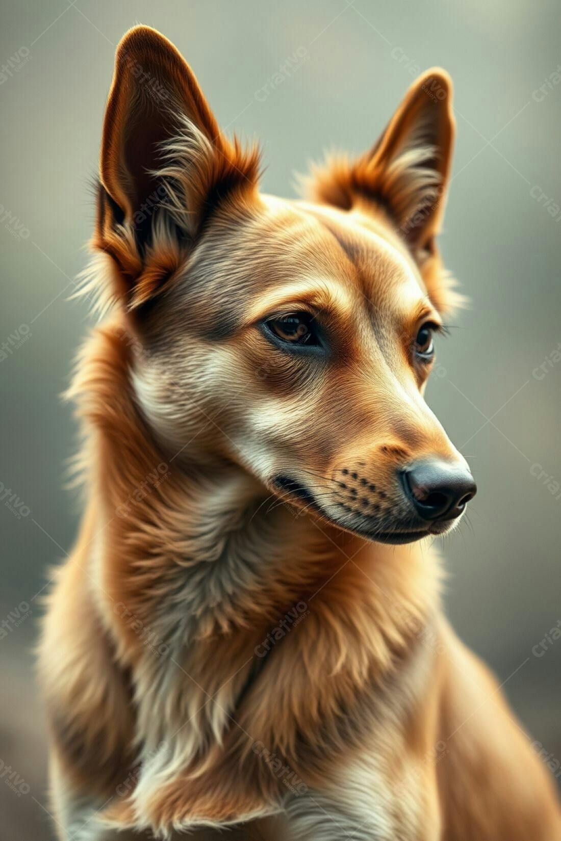 Cachorro caramelo olhar atento