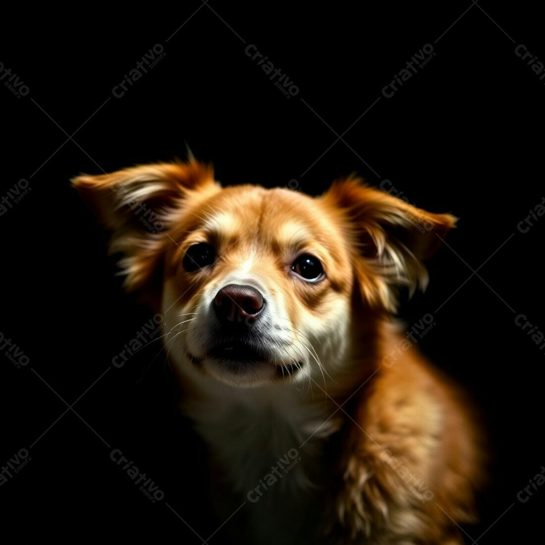 Cachorro ruivo em fundo preto