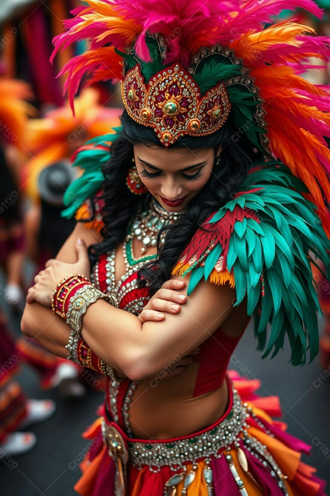 Bailarina de Carnaval em traje vibrante