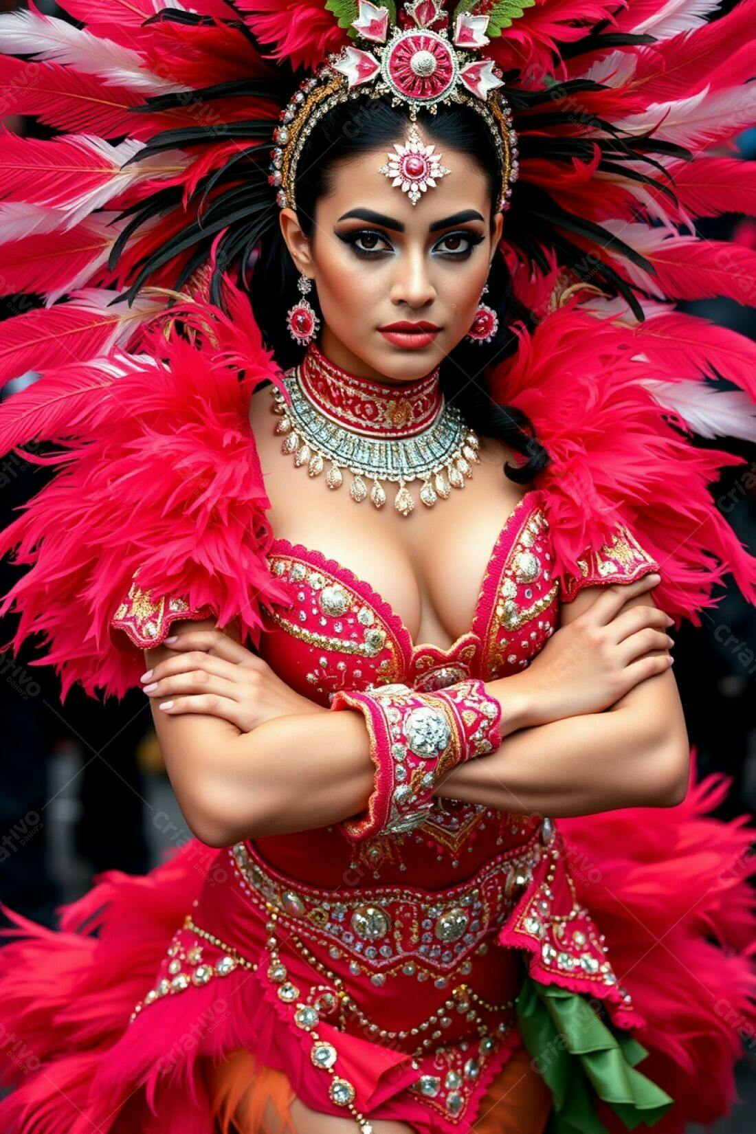 Bailarina em traje vermelho de Carnaval
