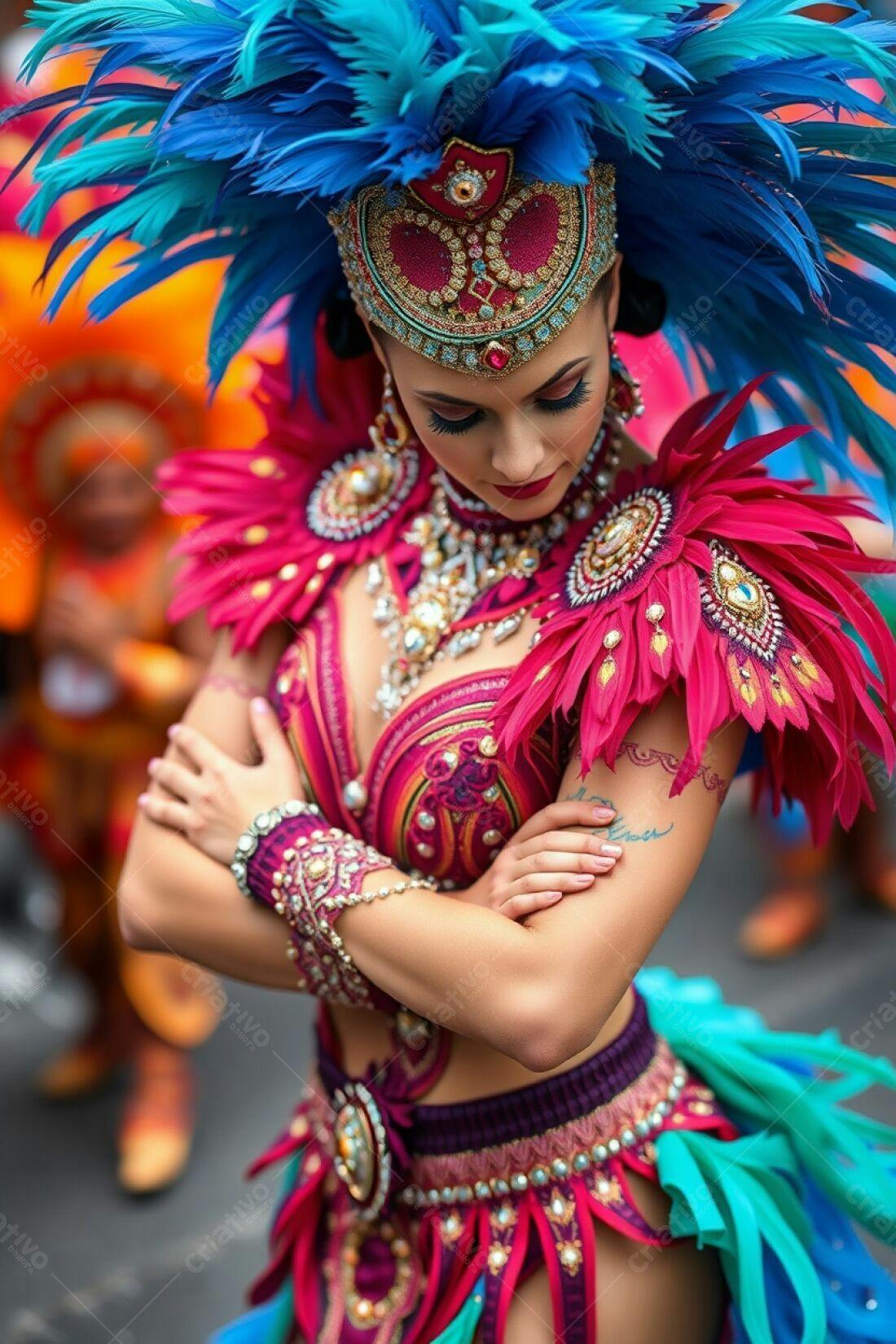 Bailarina de Carnaval em traje vibrante