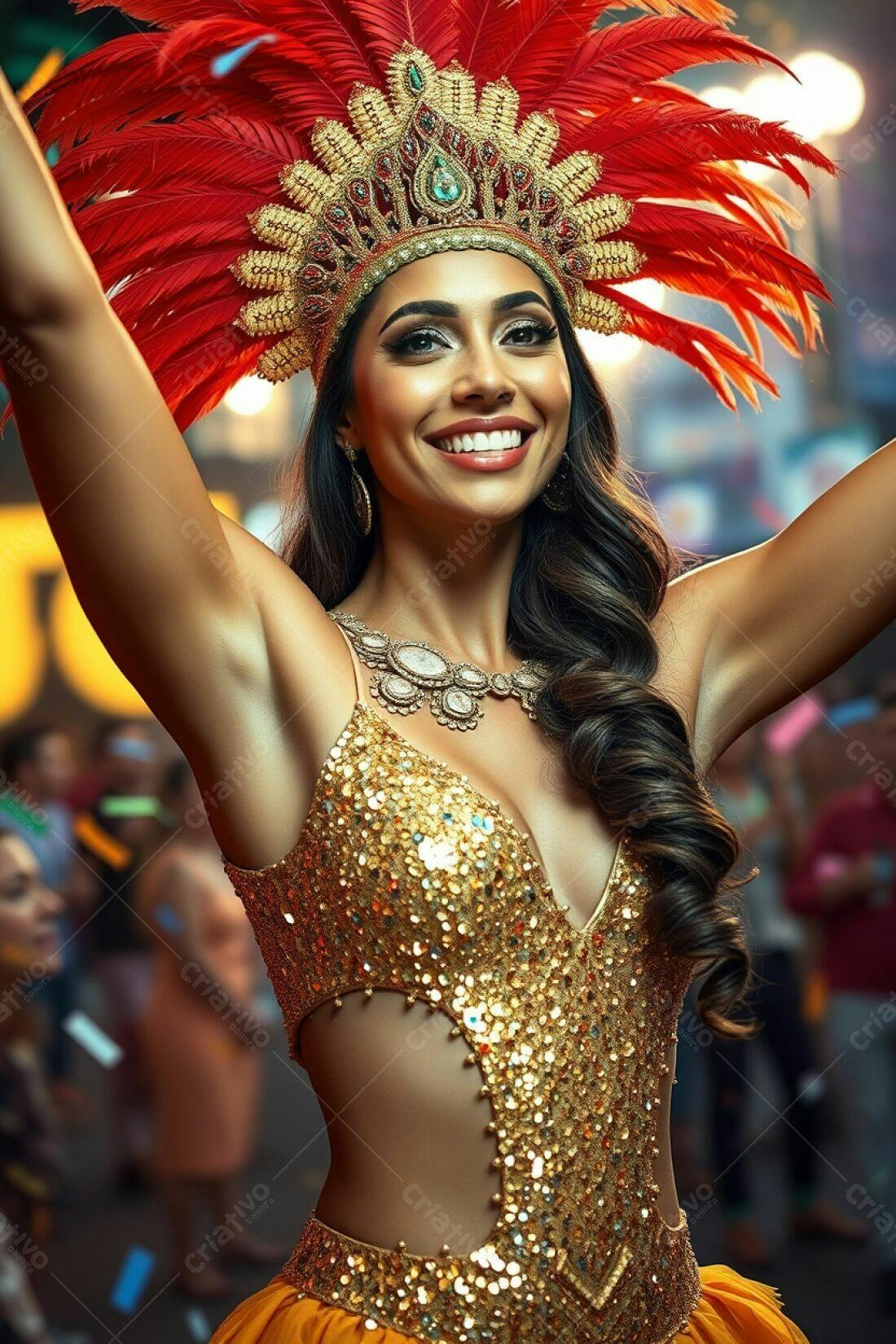 Mulher em fantasia de Carnaval sorrindo