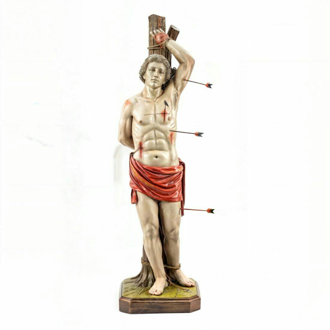 Estátua de São Sebastião flechas madeira