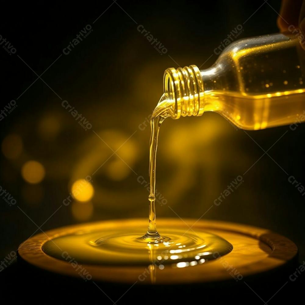 High Resolution Stock Photo Olive Oil Pouring From A Taça, Creative Light Art, Ethereal Spiritual Vibe, Light Aura, Mystical Feeling, Artistic Lighting, Abstract Patterns, Commercial Quality