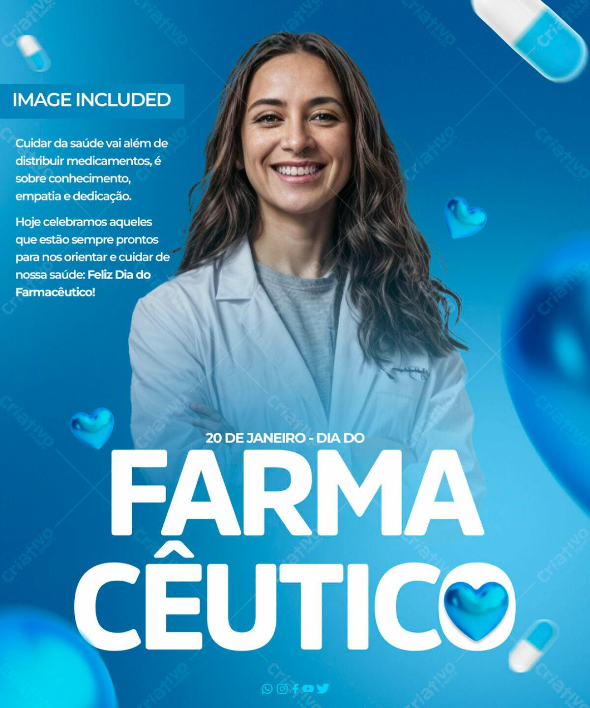 Flyer Dia do Farmacêutico PSD Editável