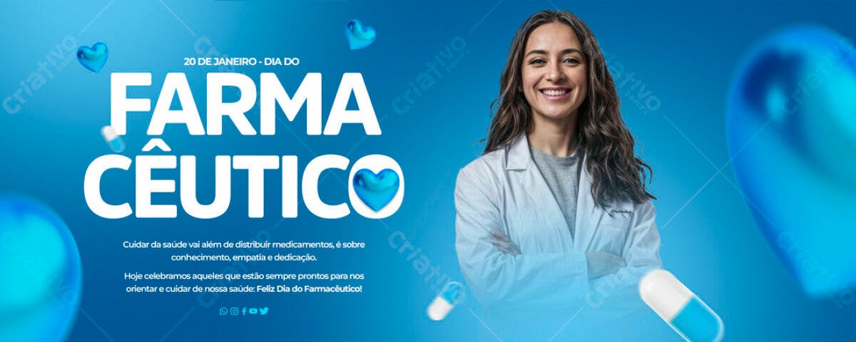Banner Dia do Farmacêutico PSD Editável