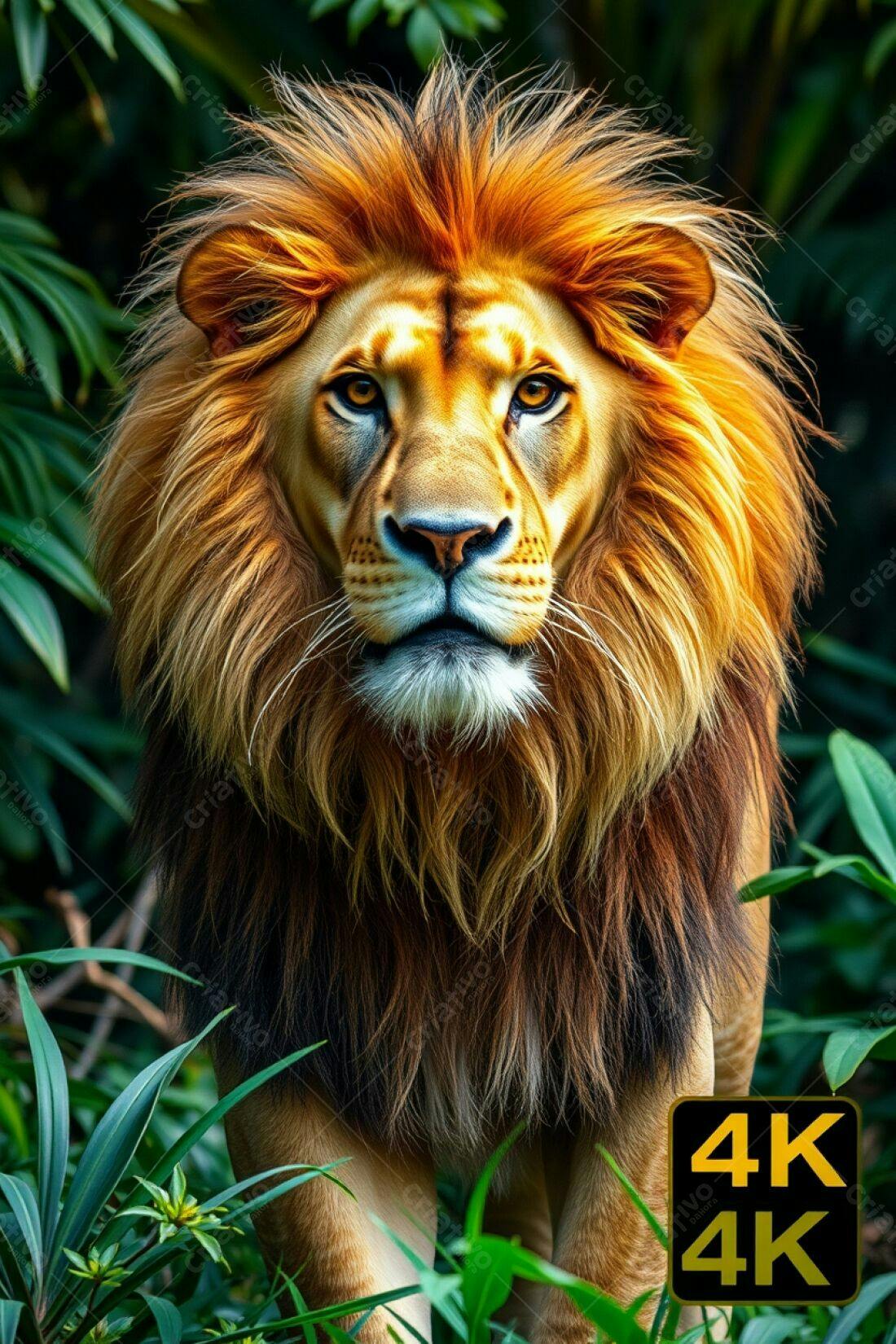 Leão africano na selva exuberante