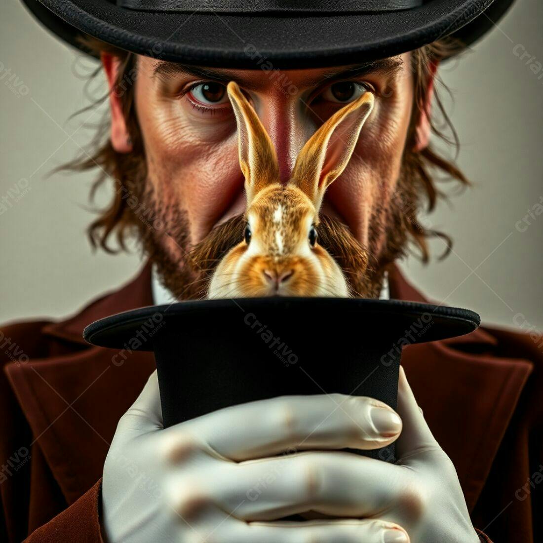 Mago com coelho em seu chapéu