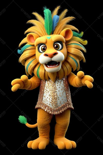 Mascote 3D Leão Gratis Png Free Para O Carnaval Mascote De Carnaval 2025