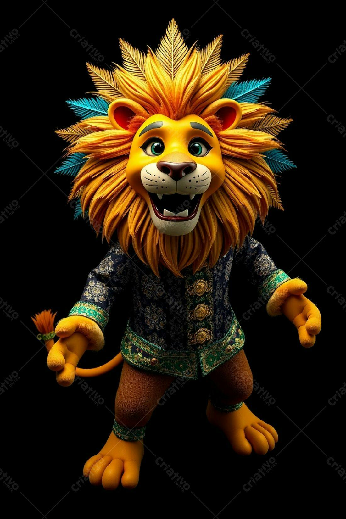 Leão animado vestindo roupa real