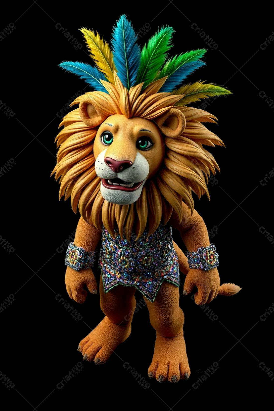 Leão com fantasia de Carnaval