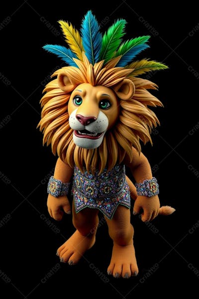 Mascote 3D Leão Gratis Png Free Para O Carnaval Mascote De Carnaval 2025