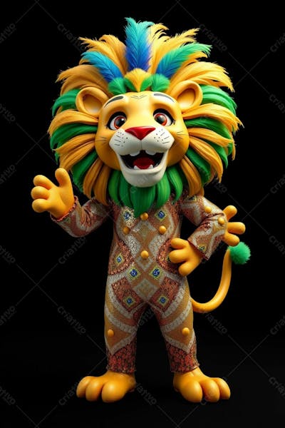 Mascote 3D Leão Gratis Png Free Para O Carnaval Mascote De Carnaval 2025