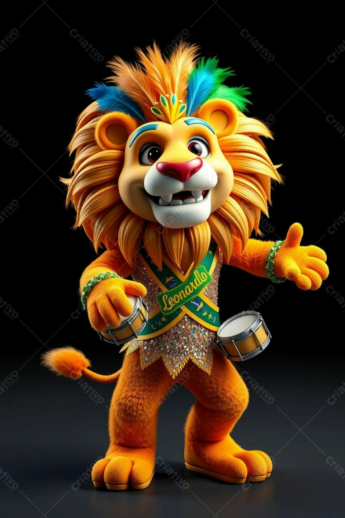 Leão animação Carnaval bateria