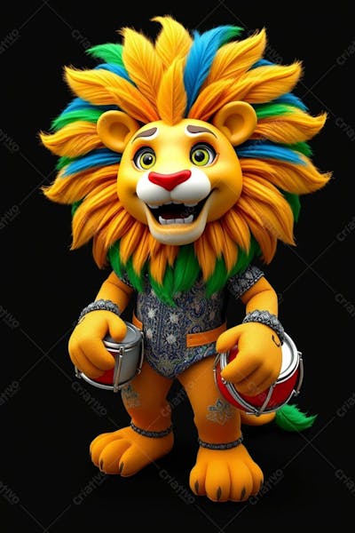 Mascote 3D Leão Gratis Png Free Para O Carnaval Mascote De Carnaval 2025