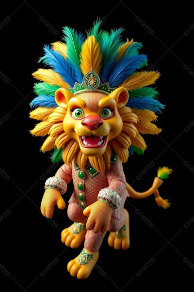 Mascote 3D Leão Gratis Png Free Para O Carnaval Mascote De Carnaval 2025