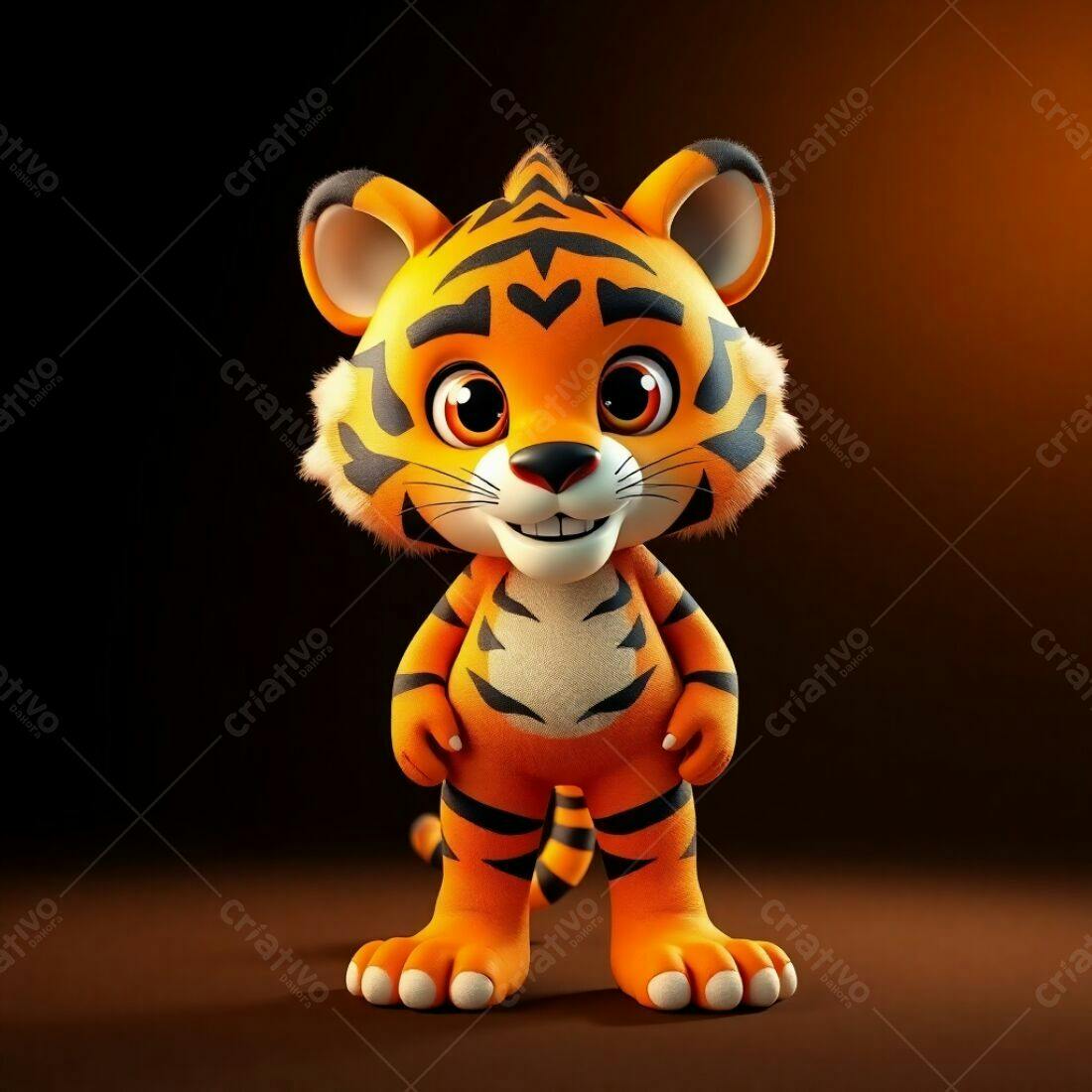 Tigre Bebê fofo em fundo marrom