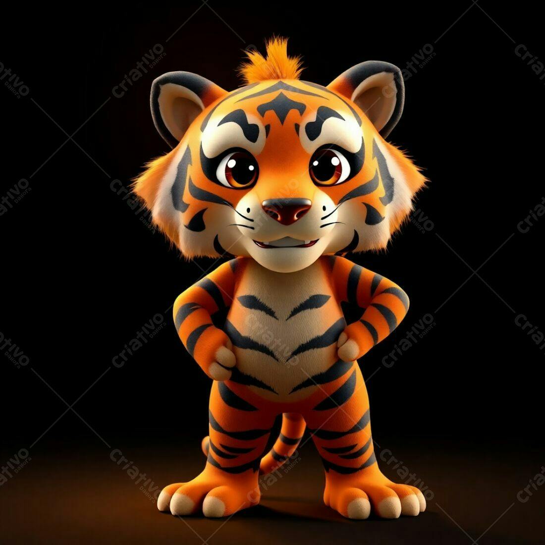 Tigre Bebê fofinho em fundo preto