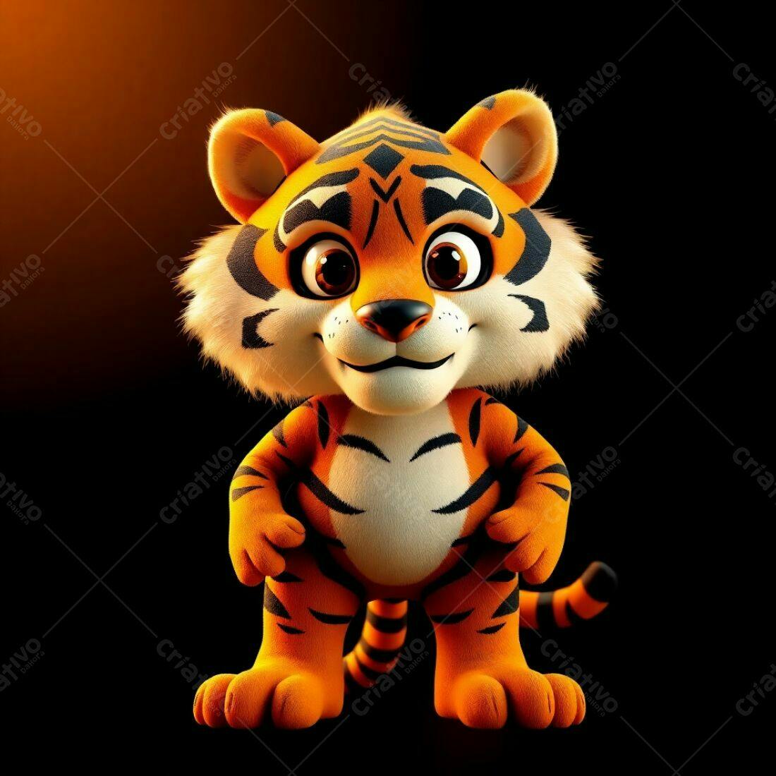 Tigre Bebê fofo em fundo escuro
