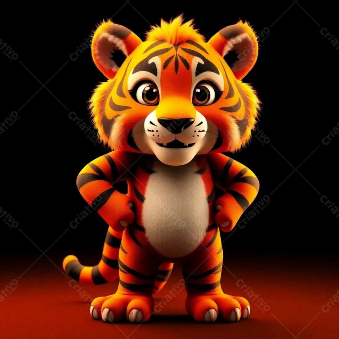 Tigre Bebê Fofo em fundo escuro
