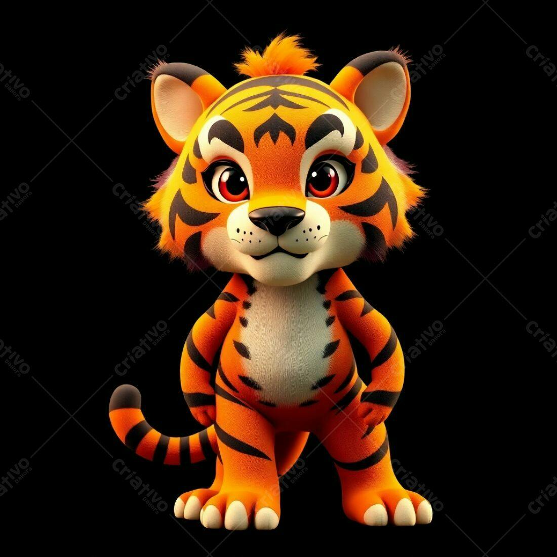 Tigre Bebê Cartoon Laranja e Preto