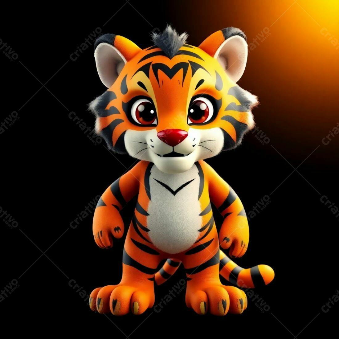 Tigre Bebê fofo em fundo escuro