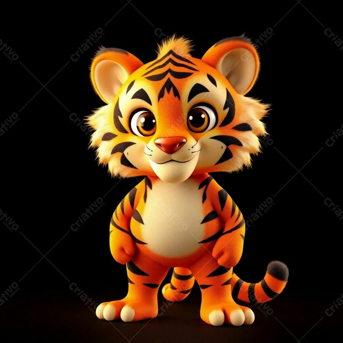 Tigre Bebê fofinho fundo preto