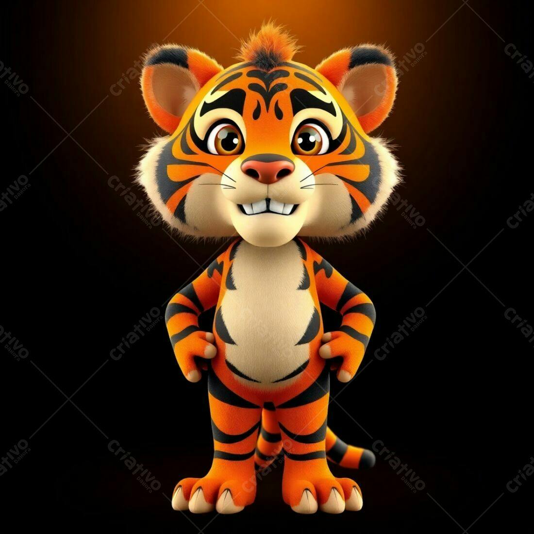 Tigre Bebê fofo em fundo escuro