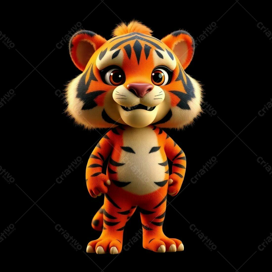 Tigre Bebê fofinho em fundo preto