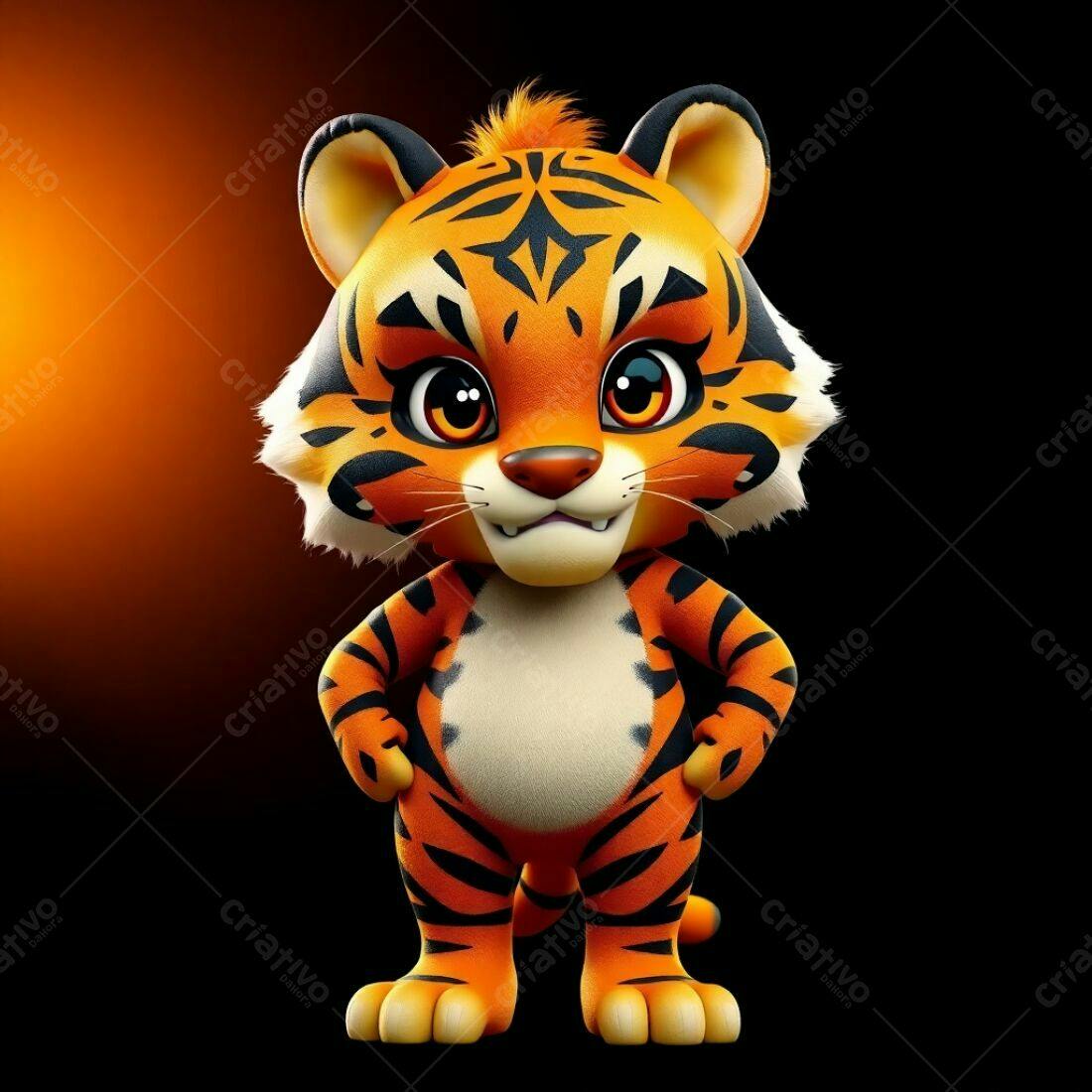 Tigre Bebê fofo em fundo escuro