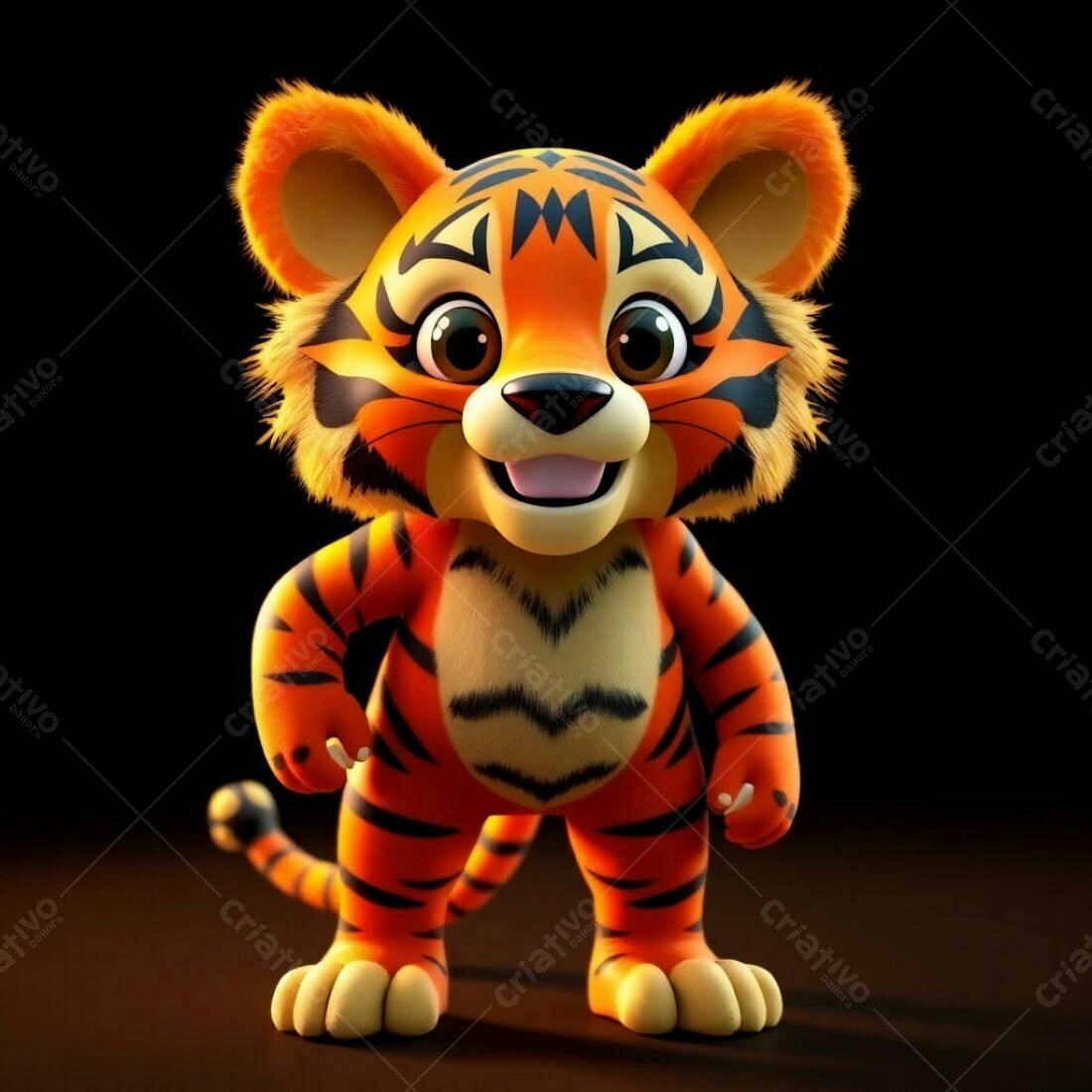 Tigre Bebê fofo em fundo escuro