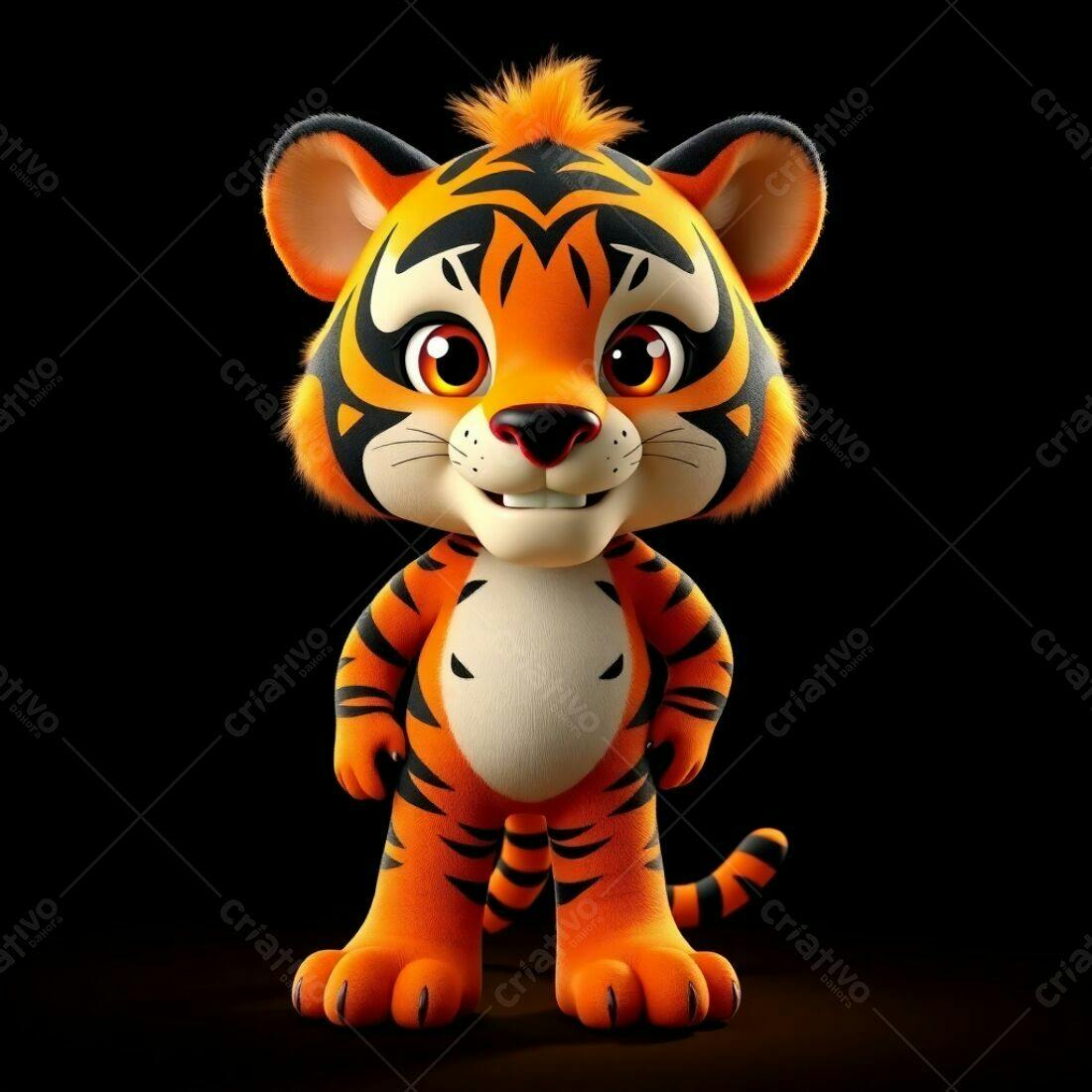 Tigre Bebê fofo em fundo preto