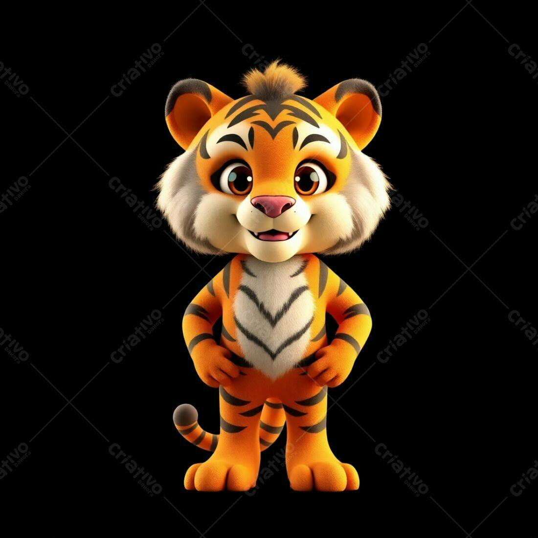 Tigre Bebê fofo em fundo preto