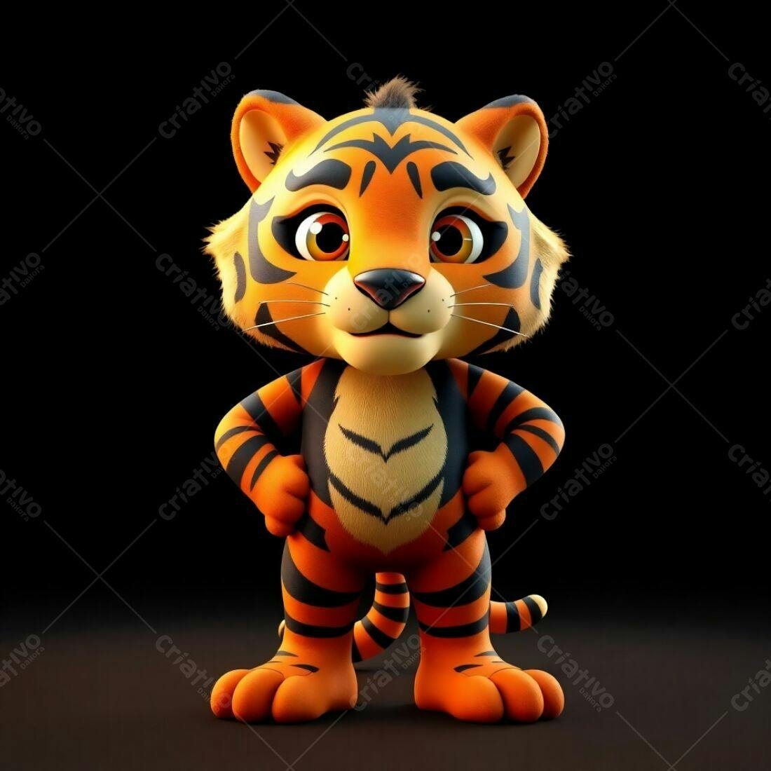 Tigre Bebê Cartoon Laranja e Preto
