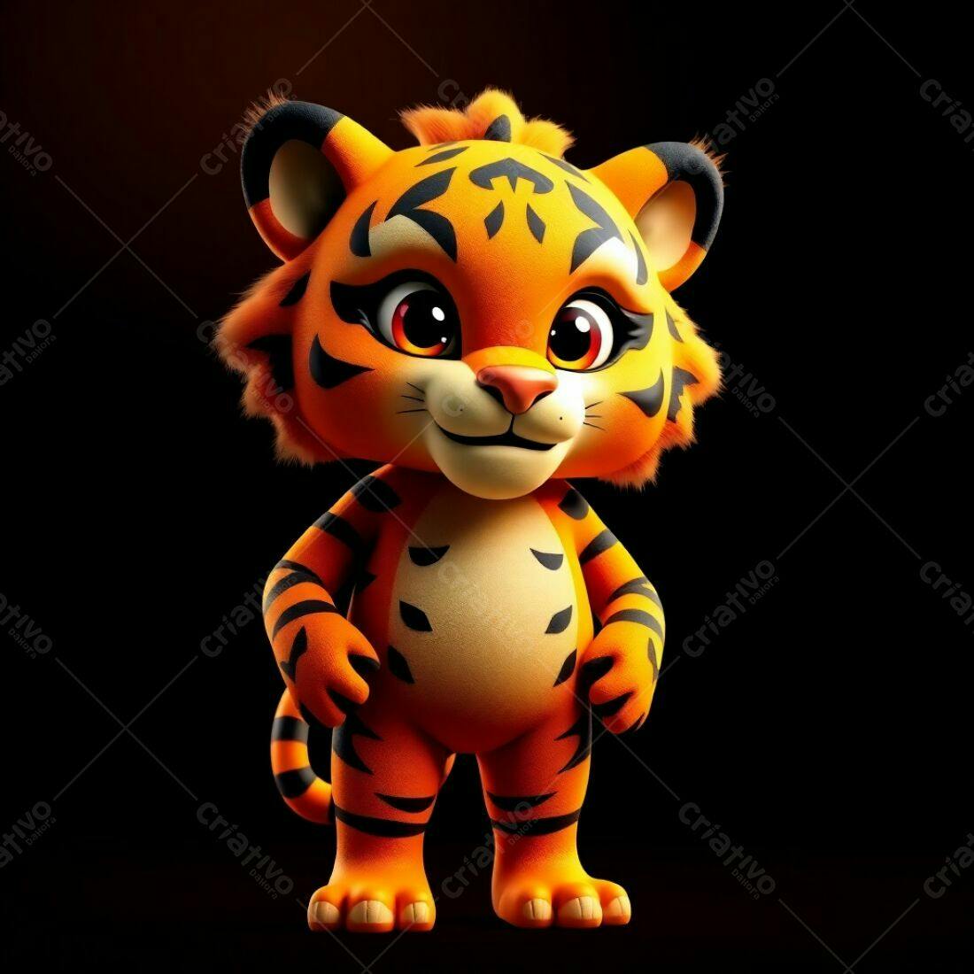 Tigre Bebê fofo em fundo preto