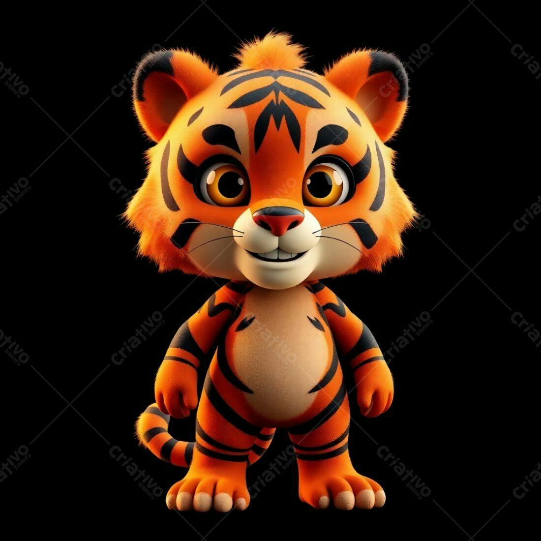 Tigre Bebê fofo em fundo preto