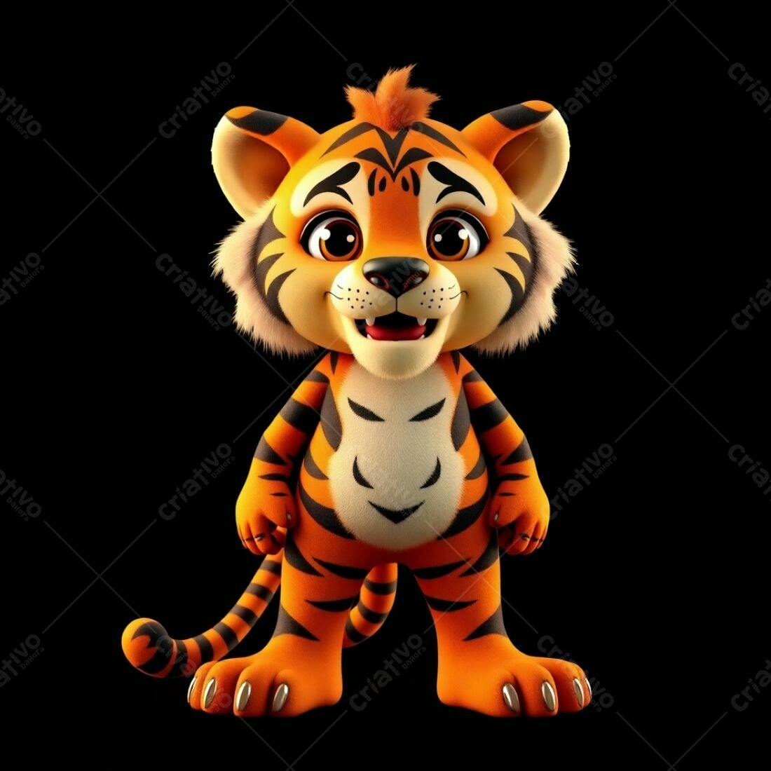 Tigre Bebê fofinho em fundo preto