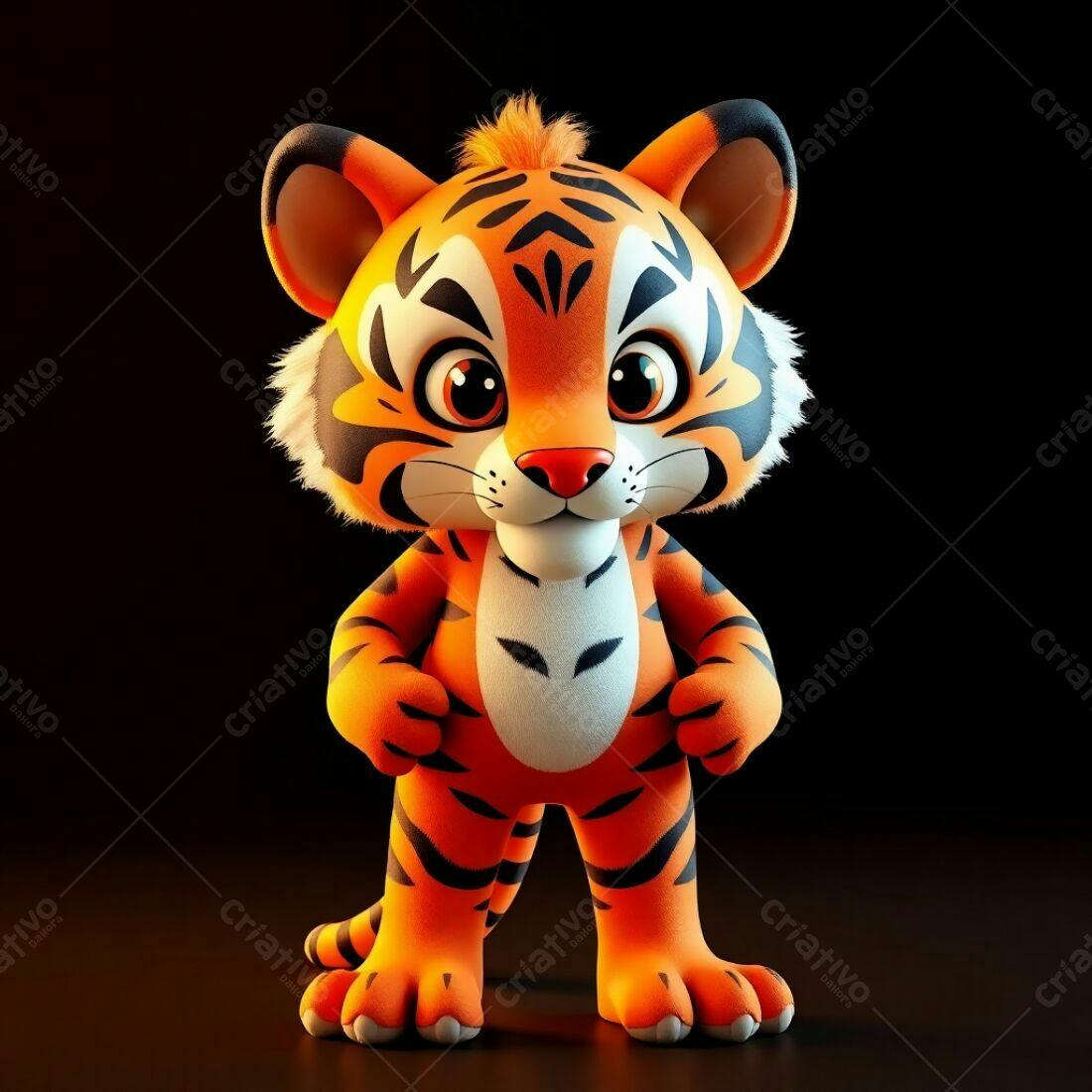 Tigre Bebê fofo em fundo escuro