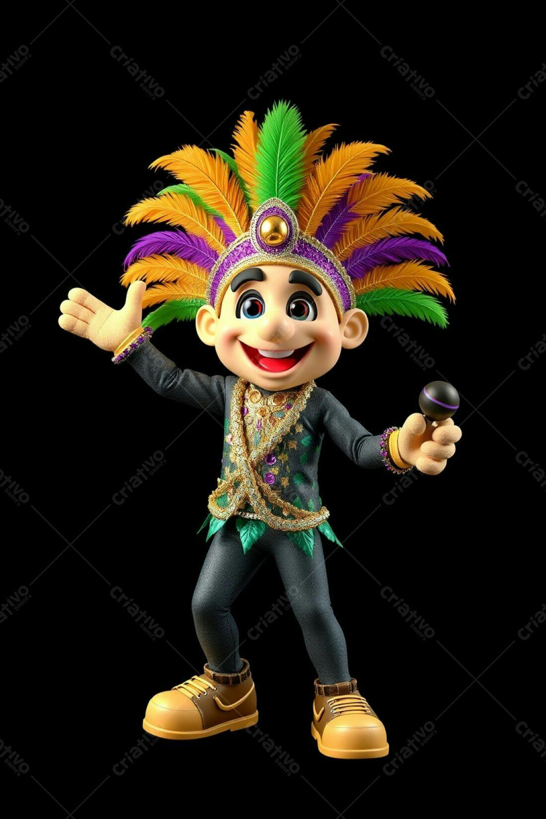 Personagem de carnaval com microfone