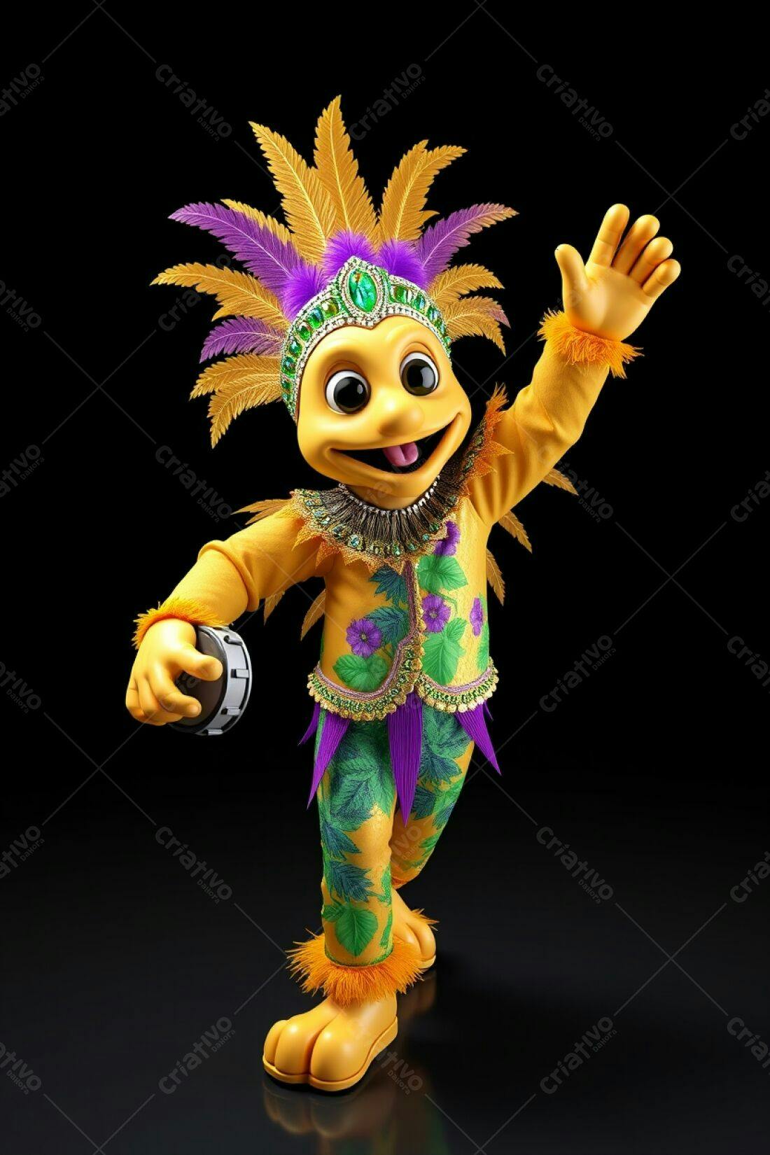 Mascote de Carnaval com tamborim