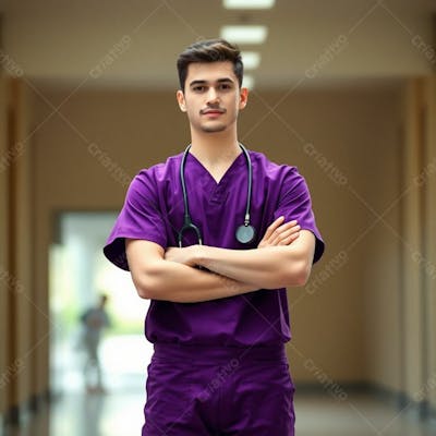 Imagem Png De Médico Vestindo Uniforme Roxo Janeiro Roxo