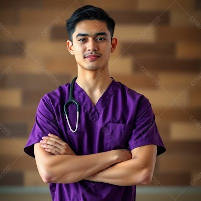 Imagem Png De Médico Vestindo Uniforme Roxo Janeiro Roxo
