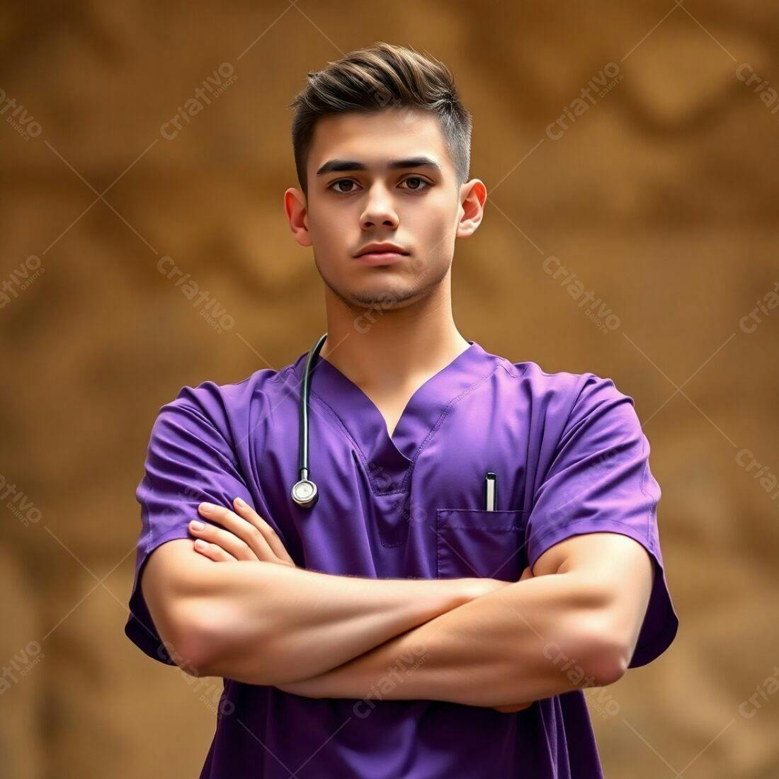 Homem Latino Médico com Braços Cruzados