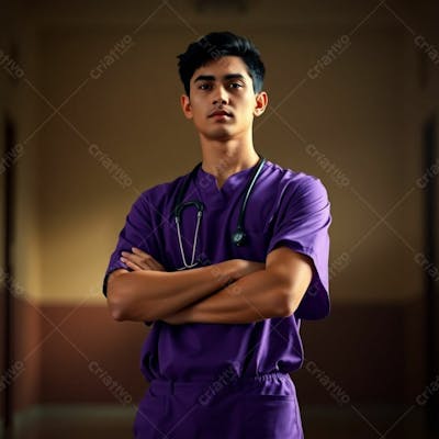 Imagem Png De Médico Vestindo Uniforme Roxo Janeiro Roxo
