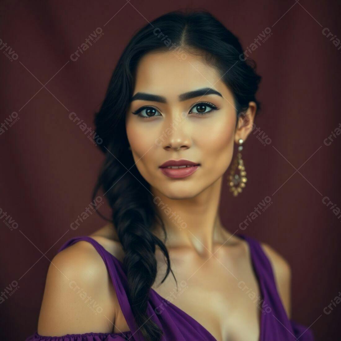 Mulher asiática em vestido roxo