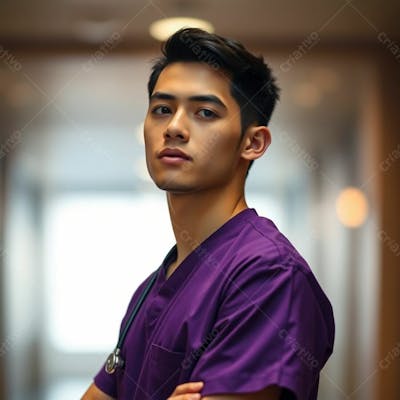 Imagem Png De Médico Vestindo Uniforme Roxo Janeiro Roxo