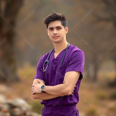 Imagem Png De Médico Vestindo Uniforme Roxo Janeiro Roxo
