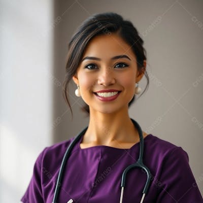 Imagem Png De Médico Vestindo Uniforme Roxo Janeiro Roxo